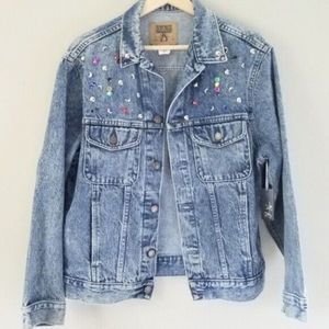 Bedazzled Vintage GAP blue denim jean jacket sparkles 80s 90s Size Small